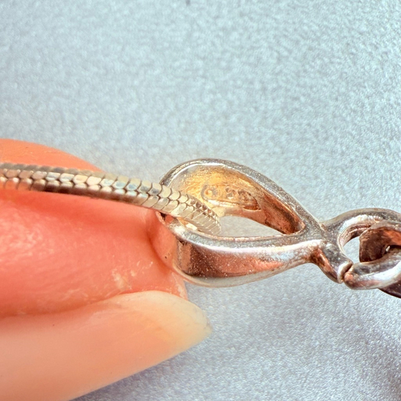 Larimar Floating Cabochon Tear Drop 925 Sterling Silver 1.75" Pendant Necklace - Picture 6 of 8